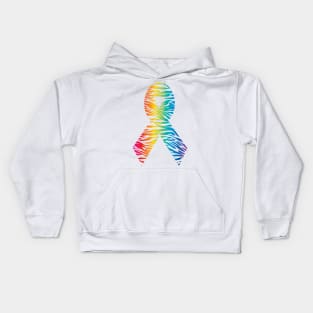 Awareness Ribbon - Rainbow Stripe Kids Hoodie